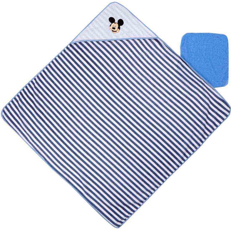 Disney Mickey Kapuzen-Handtuch blau in Größe UNI für Babies aus 60 % Baumwolle 40 % Polyester