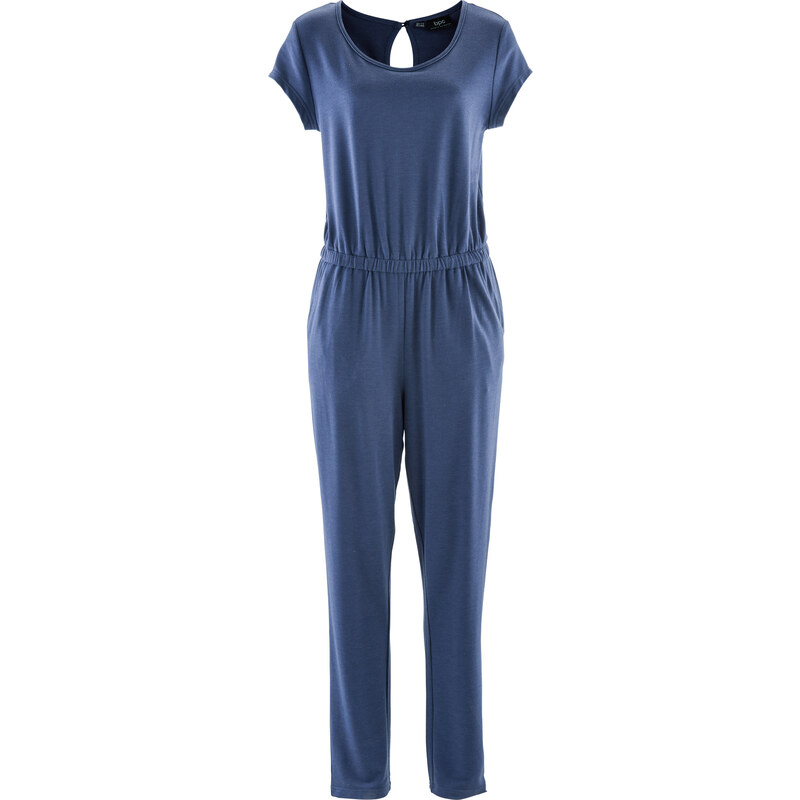 bpc bonprix collection Jersey-Jumpsuit kurzer Arm in blau von bonprix