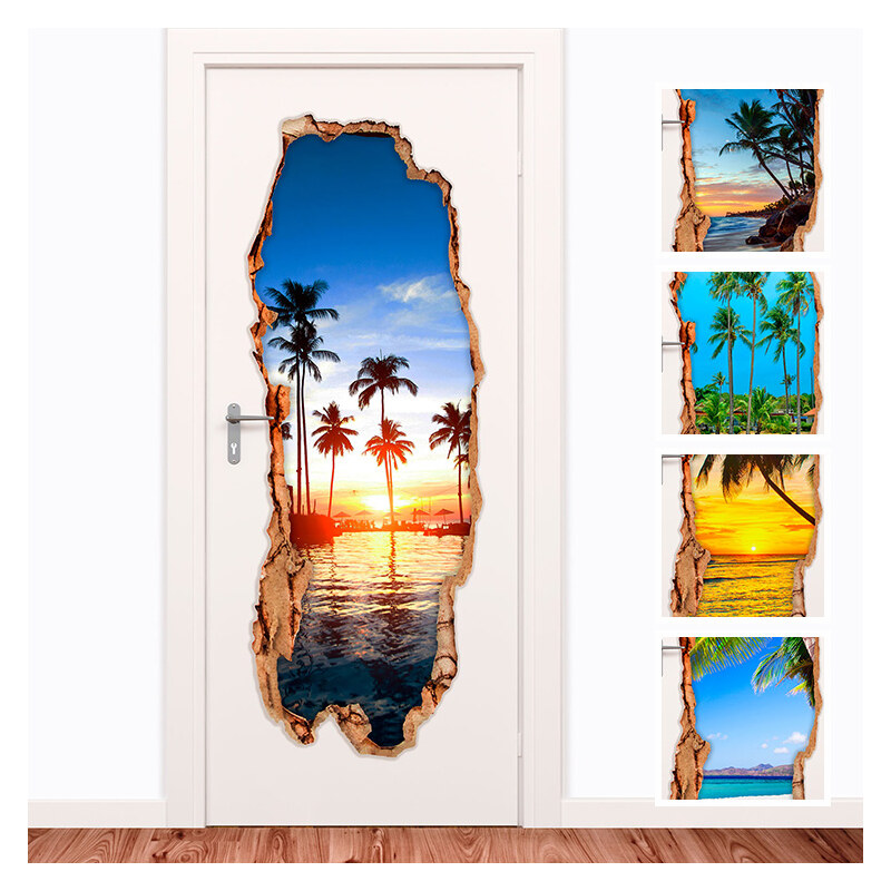 Lesara 3D-Tür-Sticker Urlaubsgefühle - Palmenstrand