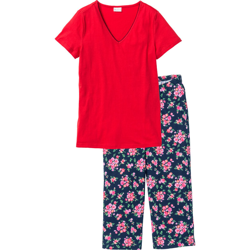 bpc selection Capri Pyjama kurzer Arm in blau für Damen von bonprix