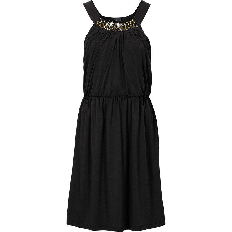 BODYFLIRT Kleid mit Pailletten ohne Ärmel in schwarz von bonprix