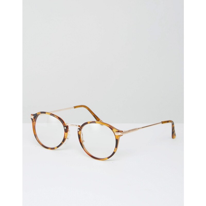 Jeepers Peepers - Brille mit runden, transparenten Gläsern - Braun
