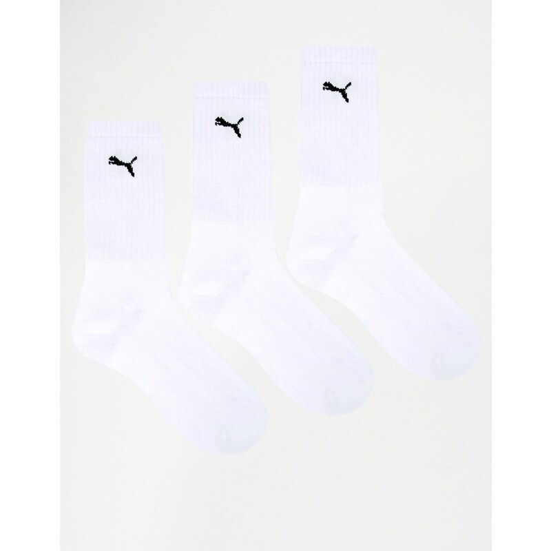 Puma - Crew Socken in White im 3er Pack - Weiß