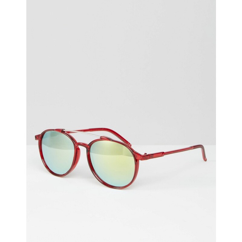 Trip - Runde Sonnenbrille mit verspiegelten Gläsern - Rot