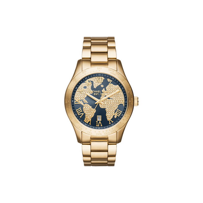 Michael Kors Armbanduhr - Layton Rhinestone Gold-Tone Grey Watch - in gold, grau - Armbanduhr für Damen