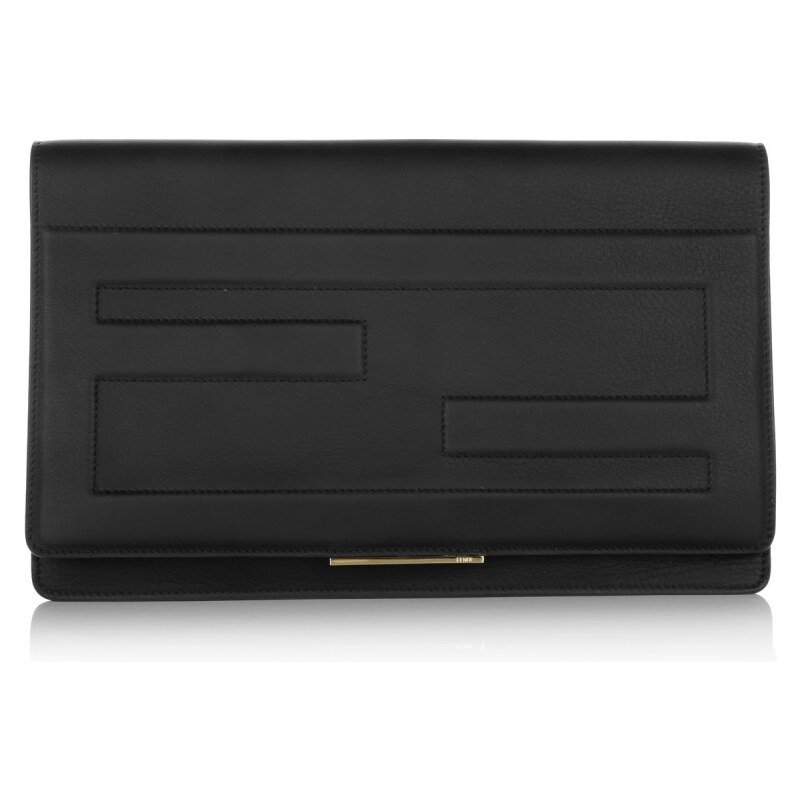 Fendi Tasche - Macro Clutch Flamingo Leather Black/Gold - in schwarz - Abendtasche für Damen