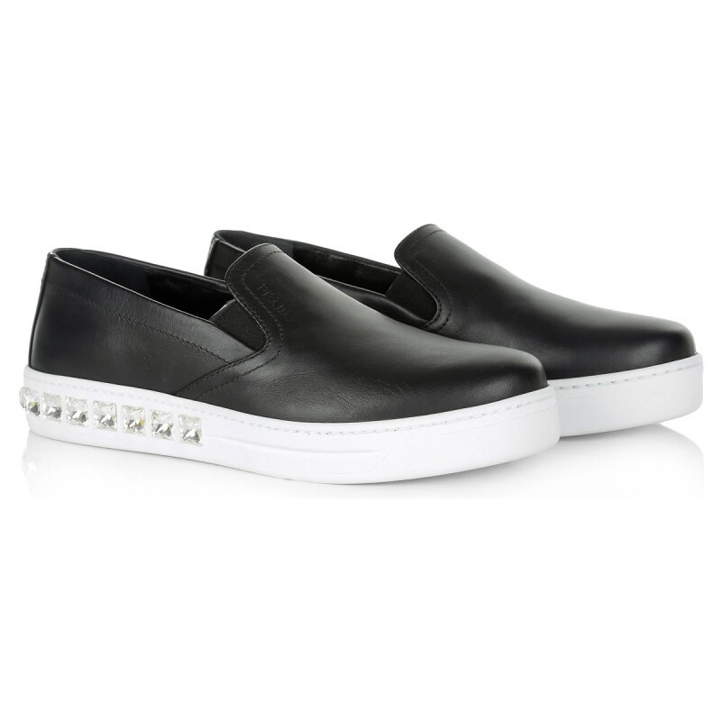 Prada Loafers & Slippers - Rhinestone Slip On Nero/Bianco - in schwarz - Loafers & Slippers für Damen