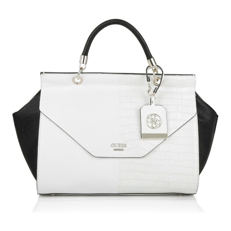 Guess Tasche - Casey Top Handle Flap Bag Multi Chalk - in weiß, schwarz - Henkeltasche für Damen