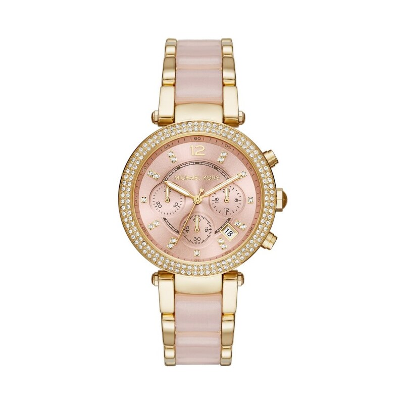 Michael Kors Armbanduhr - Parker Pavé Gold-Tone Rose Acetate Watch - in gold, rosa - Armbanduhr für Damen