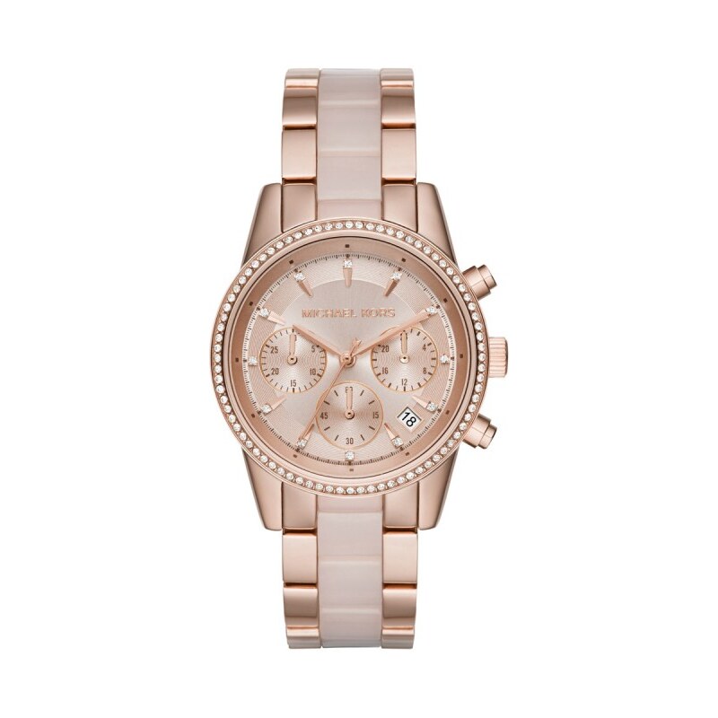 Michael Kors Armbanduhr - Ritz Pavé Rose Gold-Tone And Rose Acetate Watch - in rosa - Armbanduhr für Damen