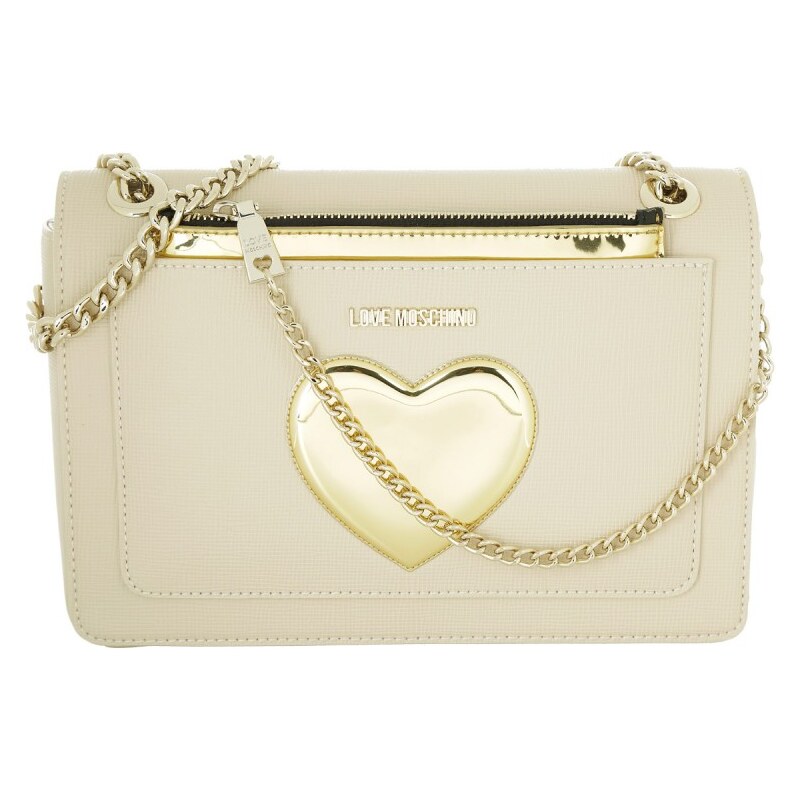Love Moschino Tasche - Borsa Thick PVC Gold Heart Crossbody Avorio - in beige - Umhängetasche für Damen