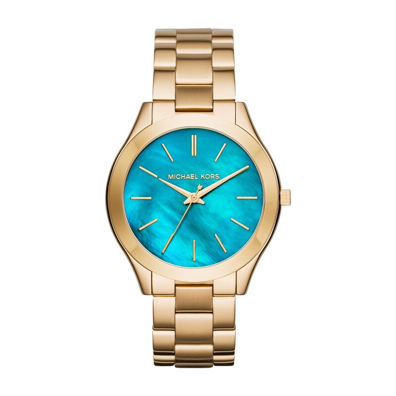 Michael Kors Armbanduhr - Runway Stainless Steel Gold-Tone Turqouise Watch - in gold - Armbanduhr für Damen