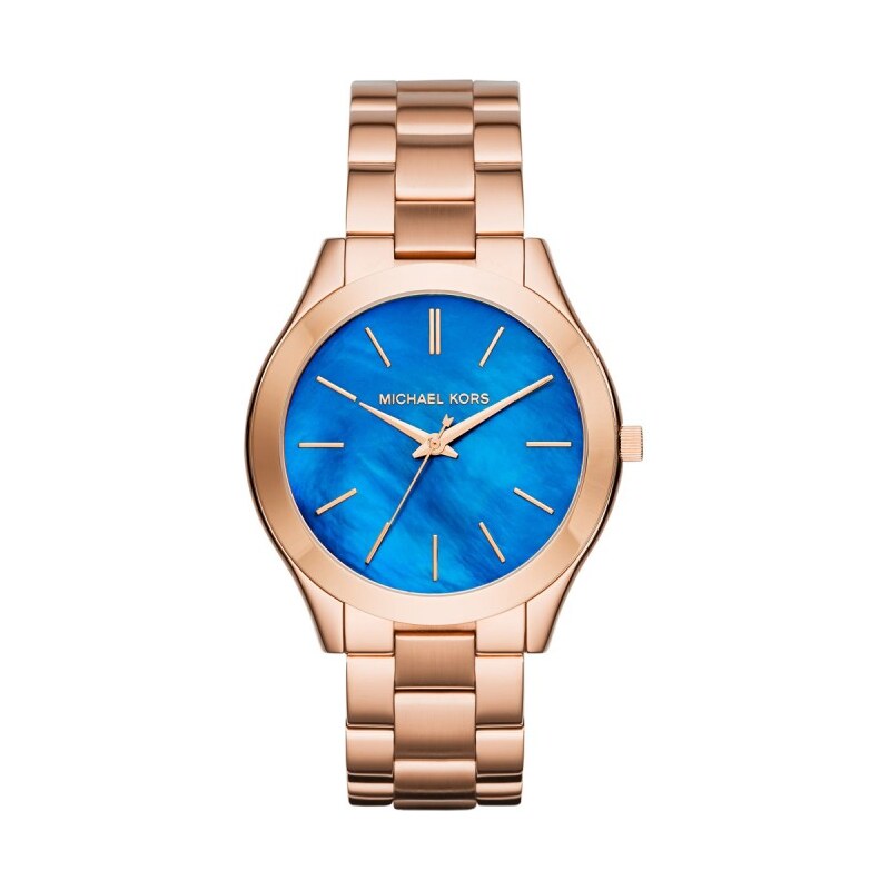 Michael Kors Armbanduhr - Slim Runway Ladies Watch Pearlescent Blue/Rosegold - in blau, rosa - Armbanduhr für Damen