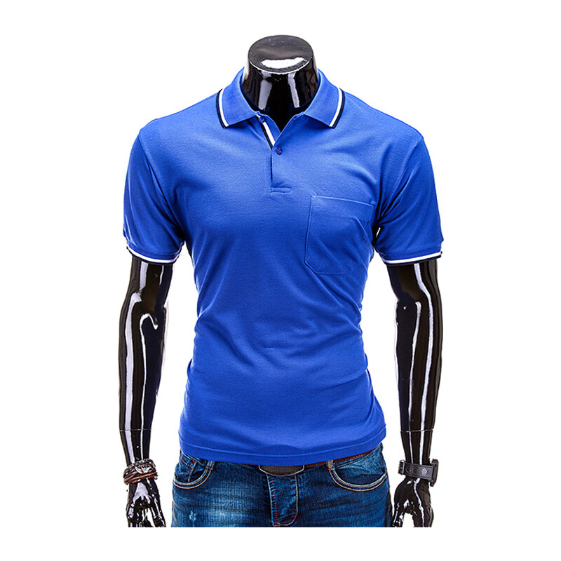 Lesara Poloshirt mit Kontrast-Details & Brusttasche - Blau - L