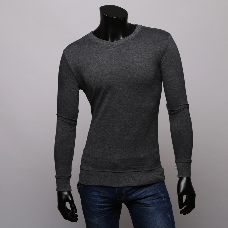 Re-Verse Unifarbenes Sweatshirt mit leichtem V-Ausschnitt - Dunkelgrau - XL