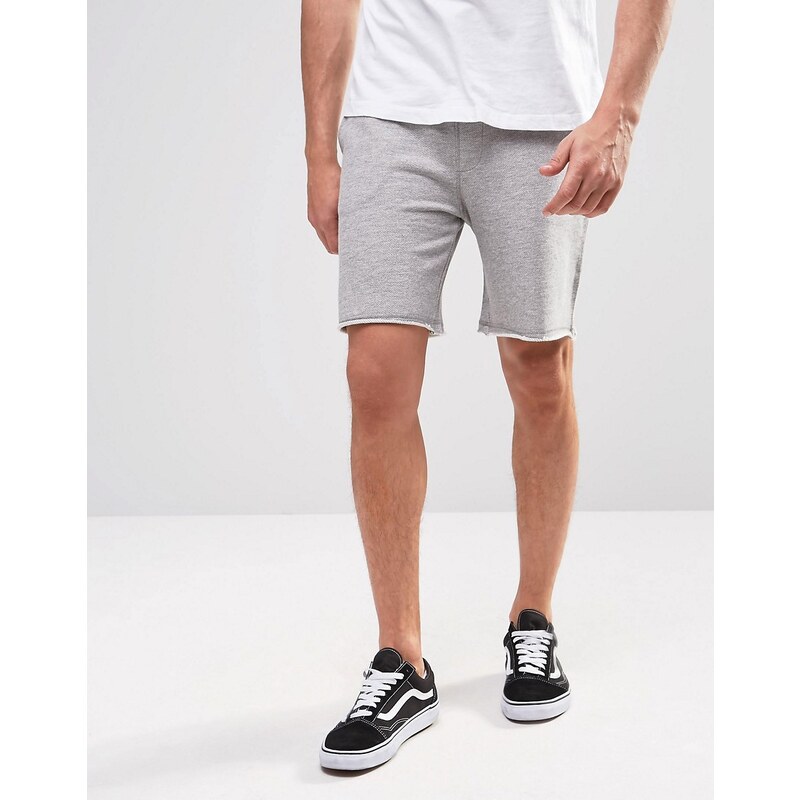 ADPT - Jersey-Shorts mit Kordelzug am Bund - Grau