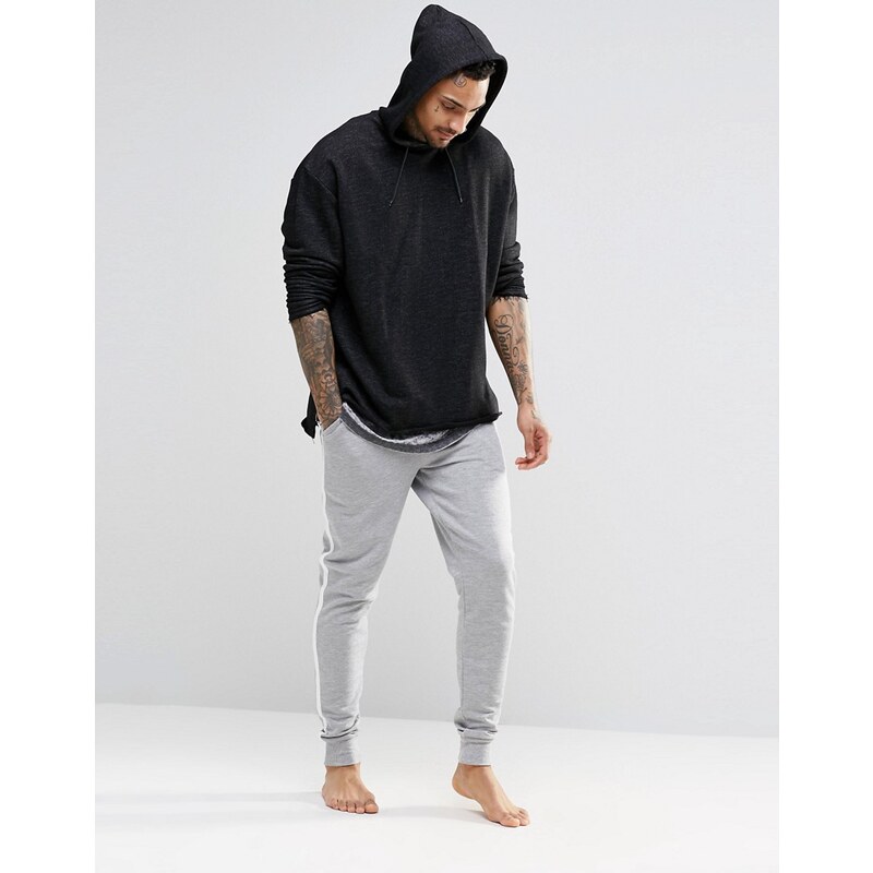 ASOS Loungewear - Grau melierte Skinny-Jogginghose mit Seitenstreifen - Grau