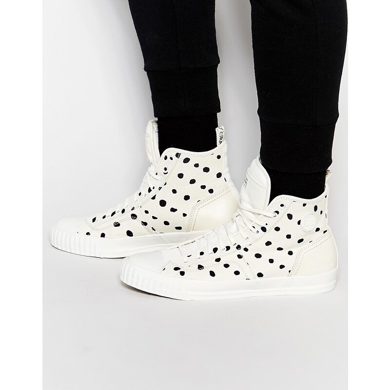 G-Star - Falton - Gepunktete, hohe Sneaker - Weiß