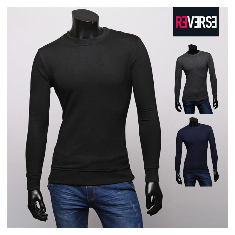 Re-Verse Unifarbenes Sweatshirt mit Rundhalsausschnitt - Schwarz - XL
