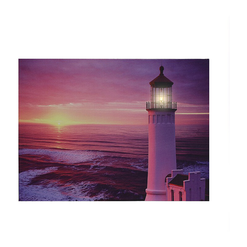 Lunio Color LED-Leinwanddruck Leuchtturm - Sonnenuntergang