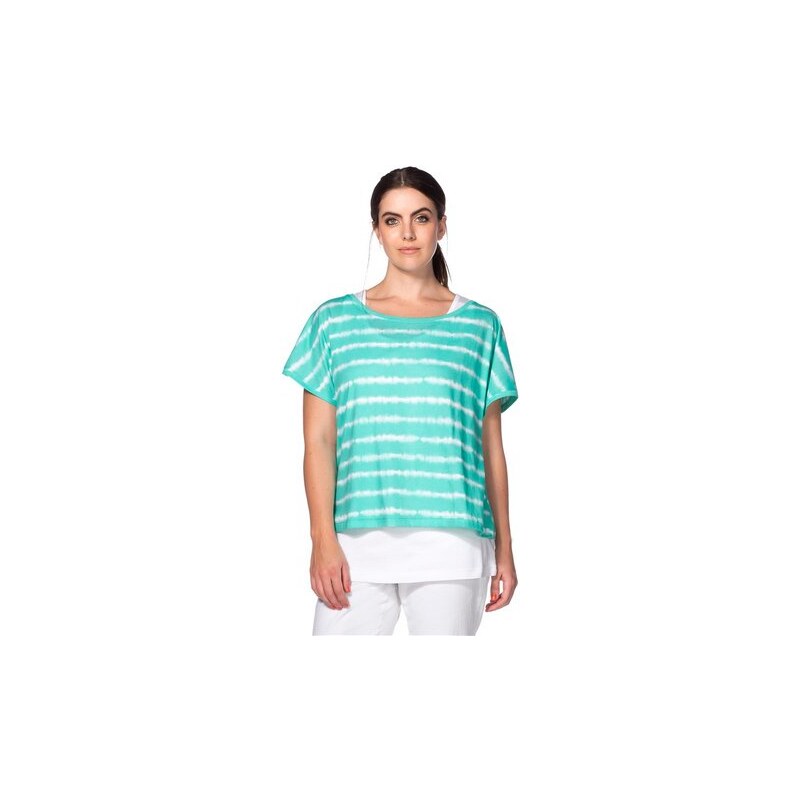 Damen Trend 2-in-1-Shirt mit Batikdruck SHEEGO TREND grün 40,42,44,46,48,54