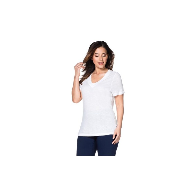Damen Class T-Shirt mit V-Ausschnitt SHEEGO CLASS weiß 40/42,44/46,48/50,52/54,56/58