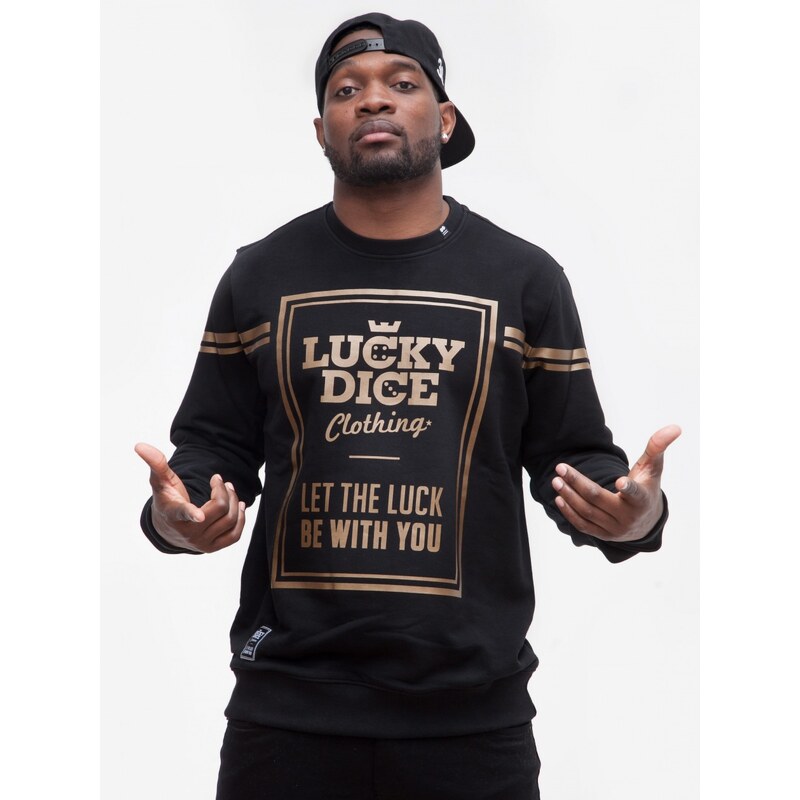 Lucky Dice Label Crewneck Black Gold