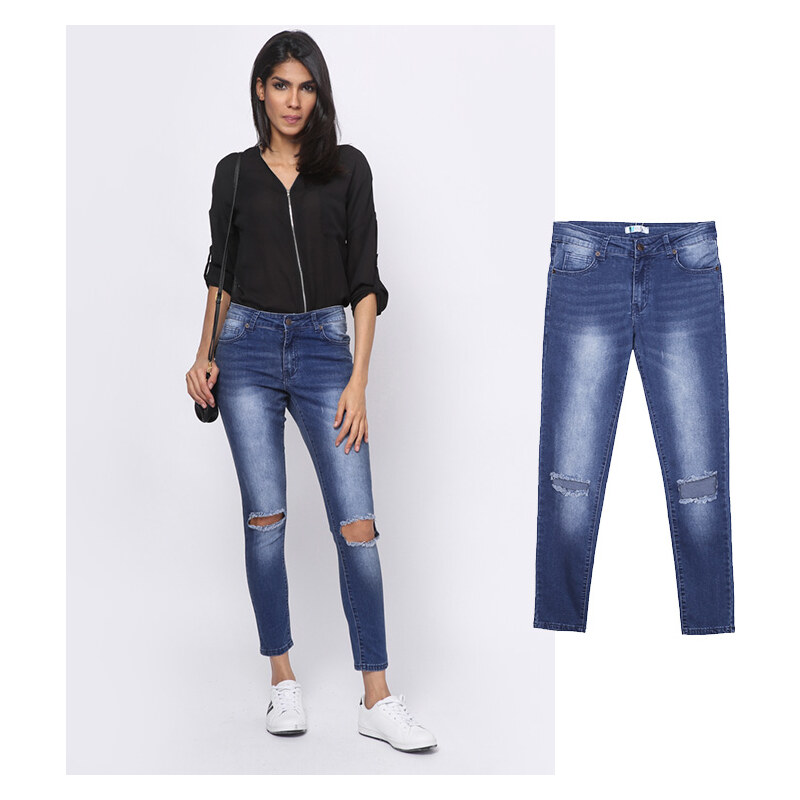 Lesara Hochtaillierte Jeans im Destroyed-Look - 40