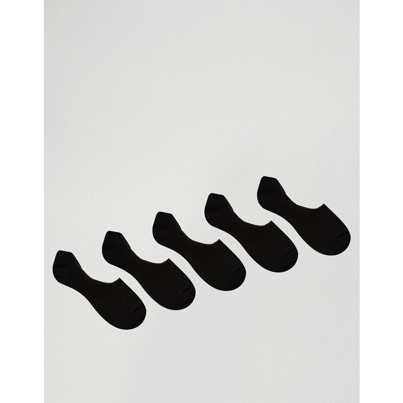 ASOS - Unsichtbare Socken mit kleinem Waffelmuster im 5er Pack - Schwarz