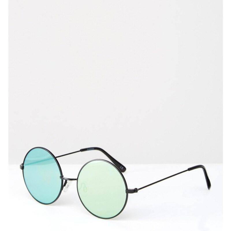 ASOS - Runde Sonnenbrille mit flachen Gläsern - Schwarz