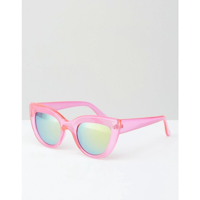 Jeepers Peepers - Katzenaugen-Sonnenbrille mit breitem Gestell in Rosa - Rosa