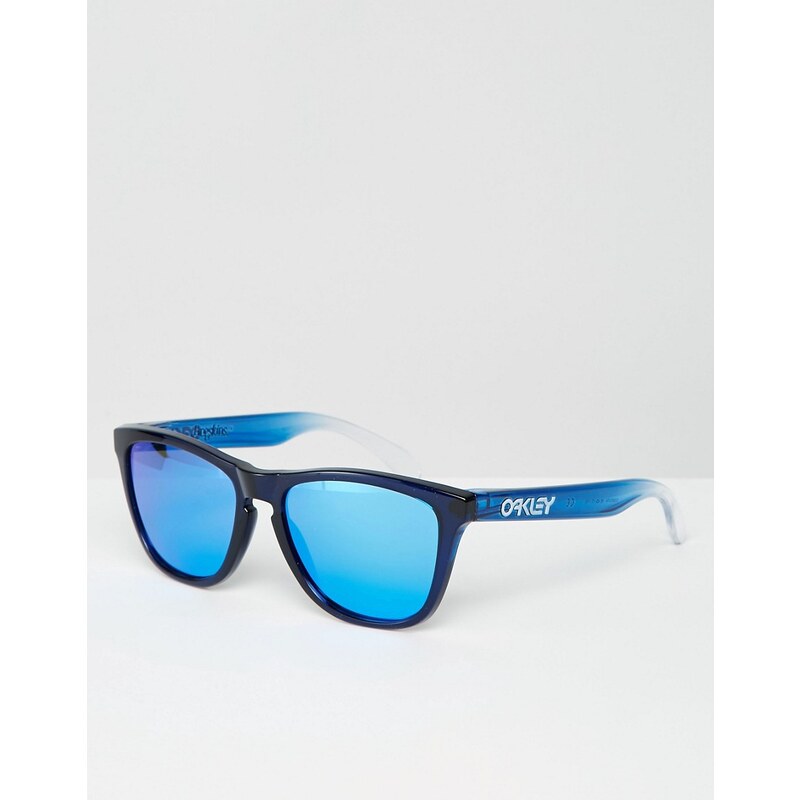 Oakley - Frogskin - Eckige Sonnenbrille mit blau getönten Gläsern - Schwarz