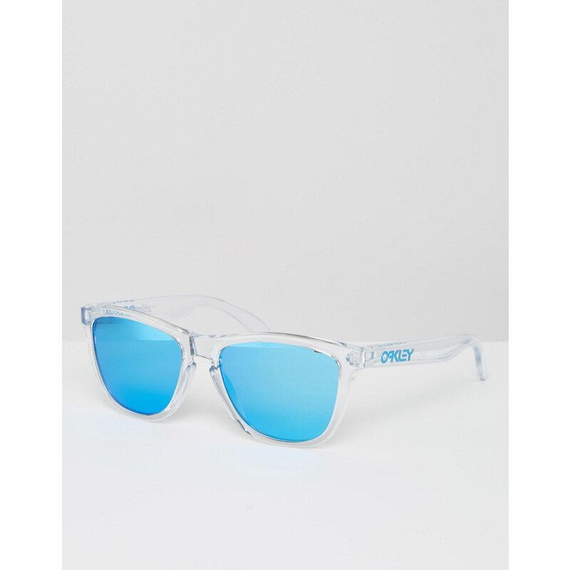 Oakley - Frogskin - Eckige Sonnenbrille mit blau getönten Gläsern - Transparent