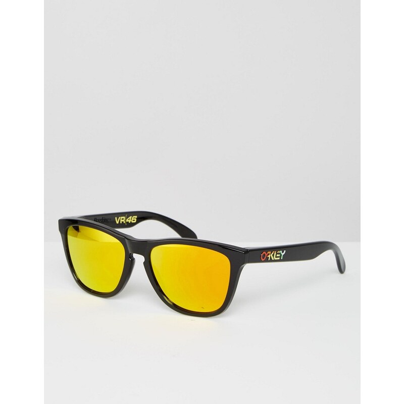Oakley - Frogskin - Eckige Sonnenbrille mit gelb verspiegelten Gläsern von Valentino Rossi - Schwarz