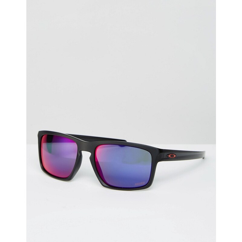 Oakley - Eckige, silberne Sonnenbrille mit verspiegelten Gläsern - Schwarz