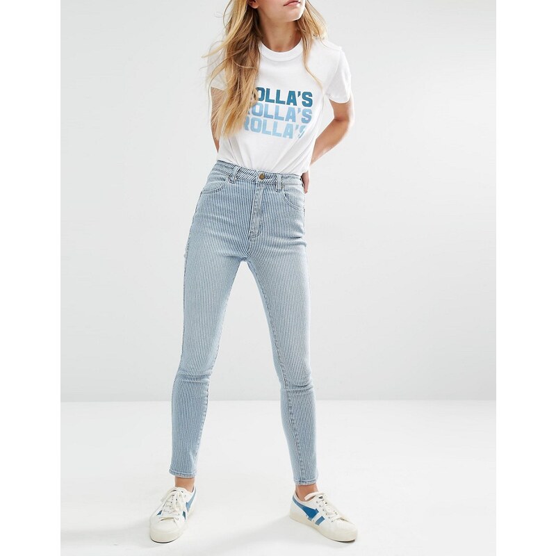 Rollas Rolla's - Eastcoast - Hochgeschnittene Ankle-Jeans mit Streifen - Mehrfarbig