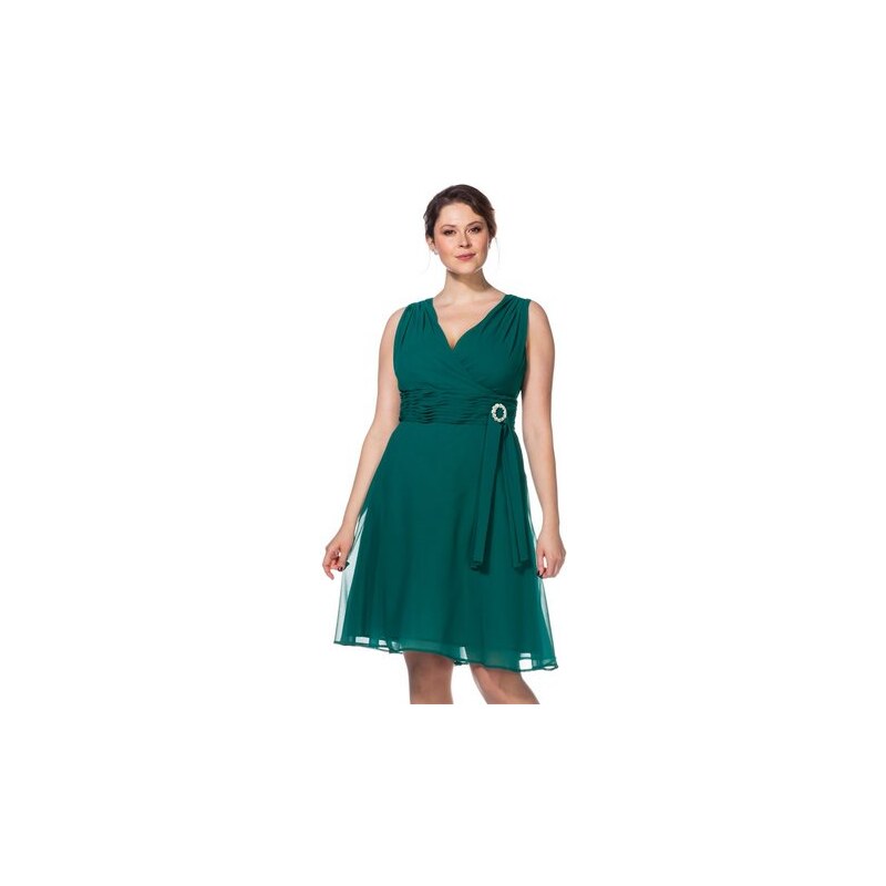 Damen Style Abendkleid mit Schmuckbrosche SHEEGO STYLE grün 40,42,44,46,48,50,52,54,56,58