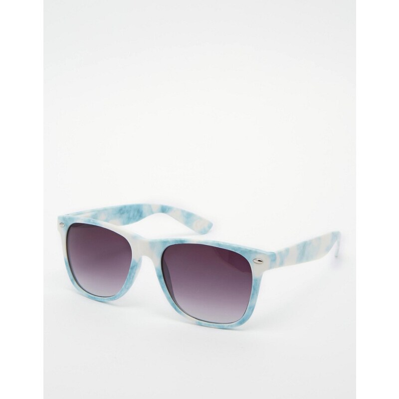 ASOS - Quadratische Sonnenbrille mit Wolkenprint - Blau