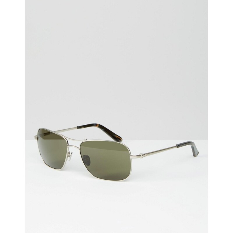 Calvin Klein Sun - Eckige Sonnenbrille in Silber - Silber