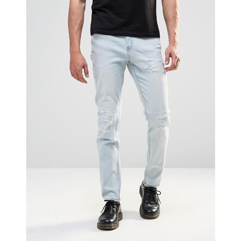Cheap Monday - Skinny-Jeans in Cloud-Bleichung und Used-Optik - Blau