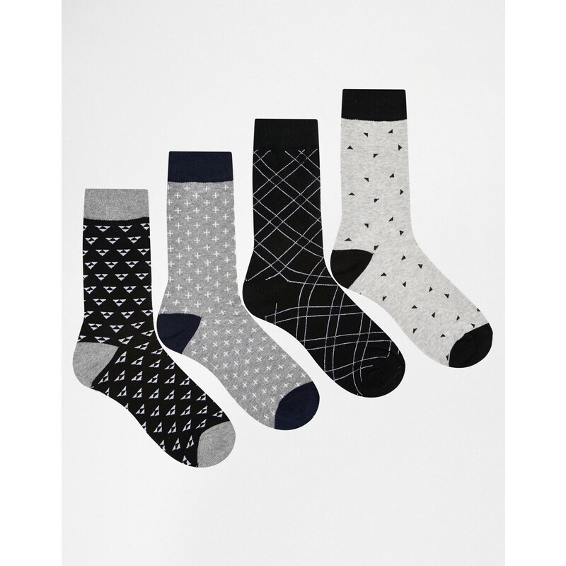 Jack & Jones - Minimalistische Socken im 4er-Set - Mehrfarbig