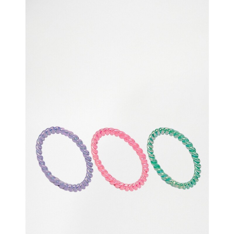 Me & Zena - Set mit Ringen in verdrehten Designs - Mehrfarbig
