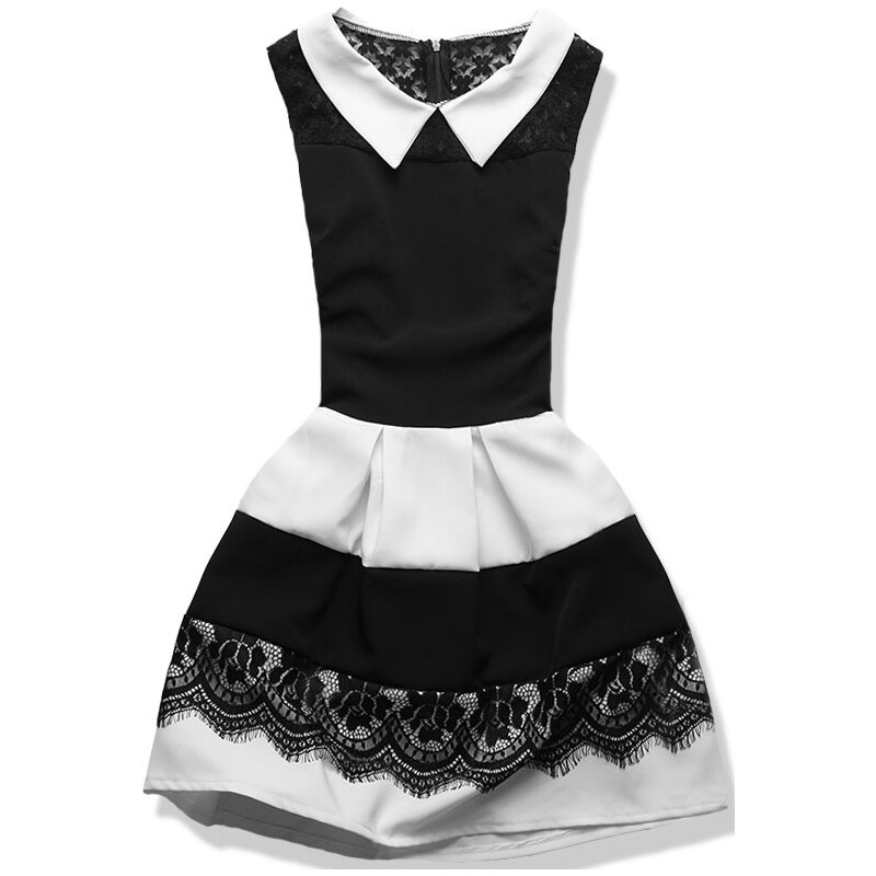 Kleid mit Kragen schwarz/weiß 0752