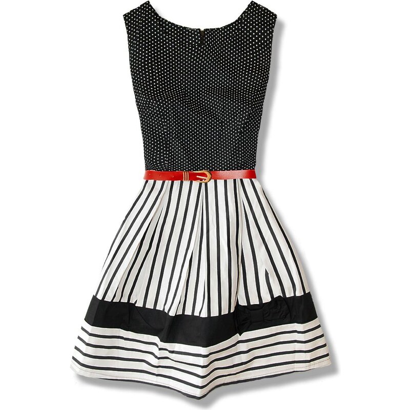 Kleid schwarz weiß SUKP01