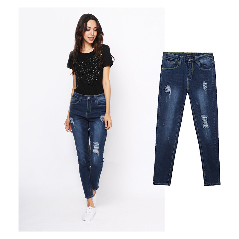 Lesara High Waist-Jeans in Used-Optik - 40