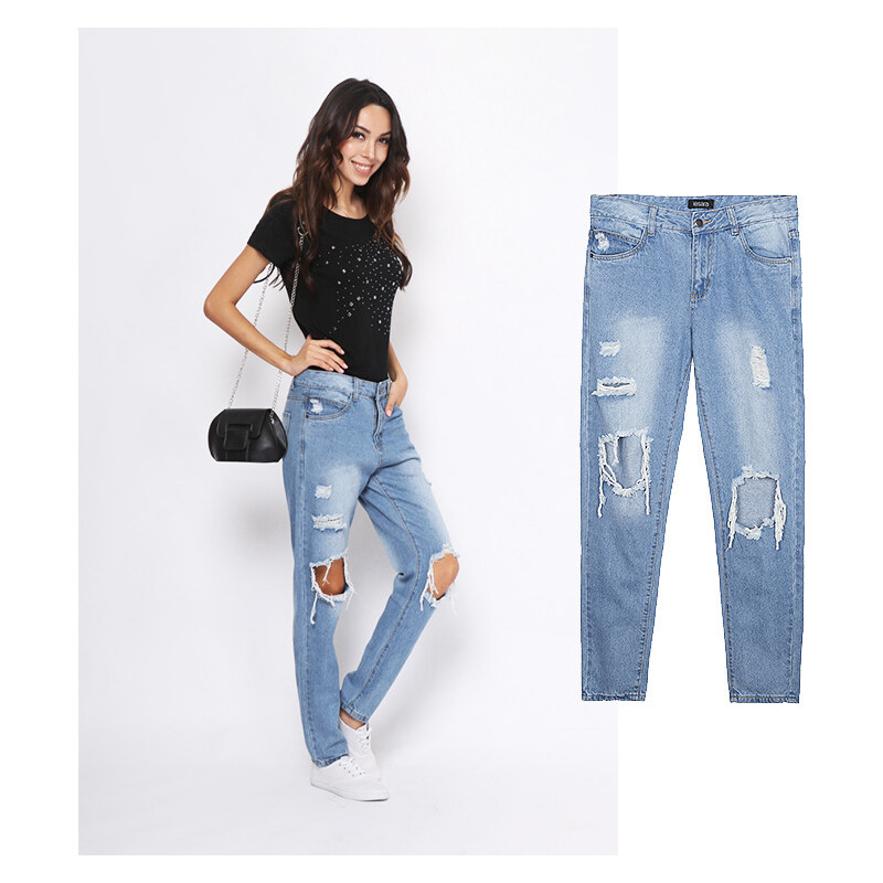 Lesara Boyfriend-Jeans mit Cut-Out-Details - 38