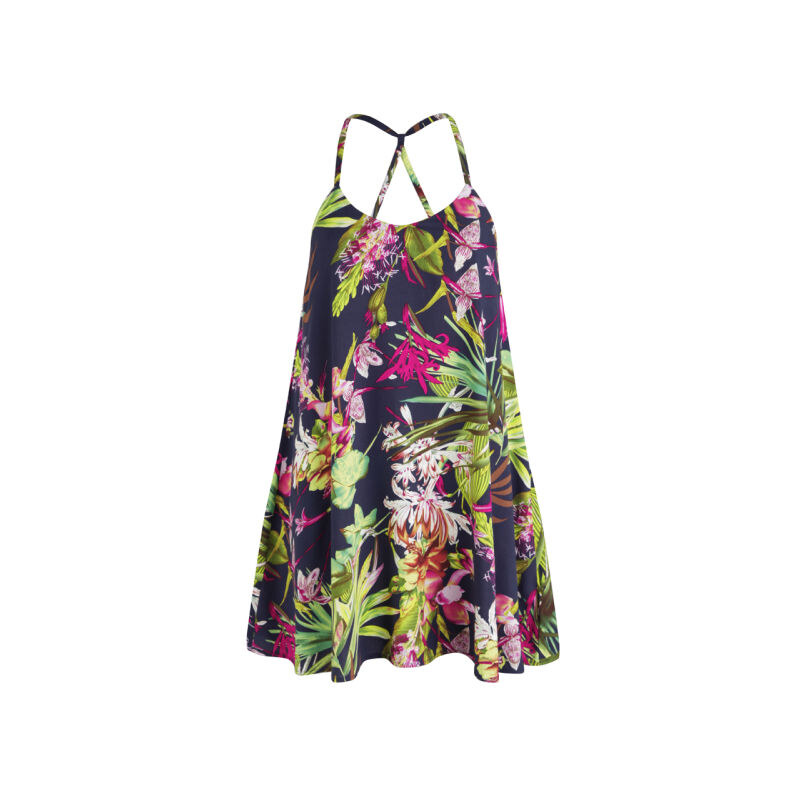 AX Paris Women's Tropical Print Swing Dress - Navy