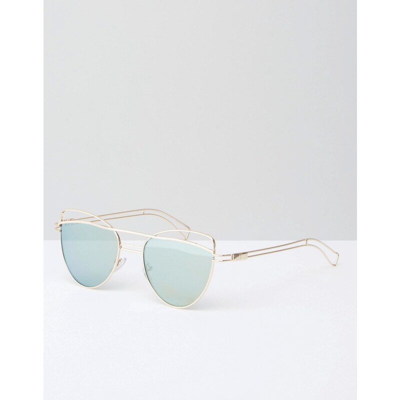 ASOS - Cateye-Sonnenbrille mit Draht und doppeltem Nasensteg - Gold