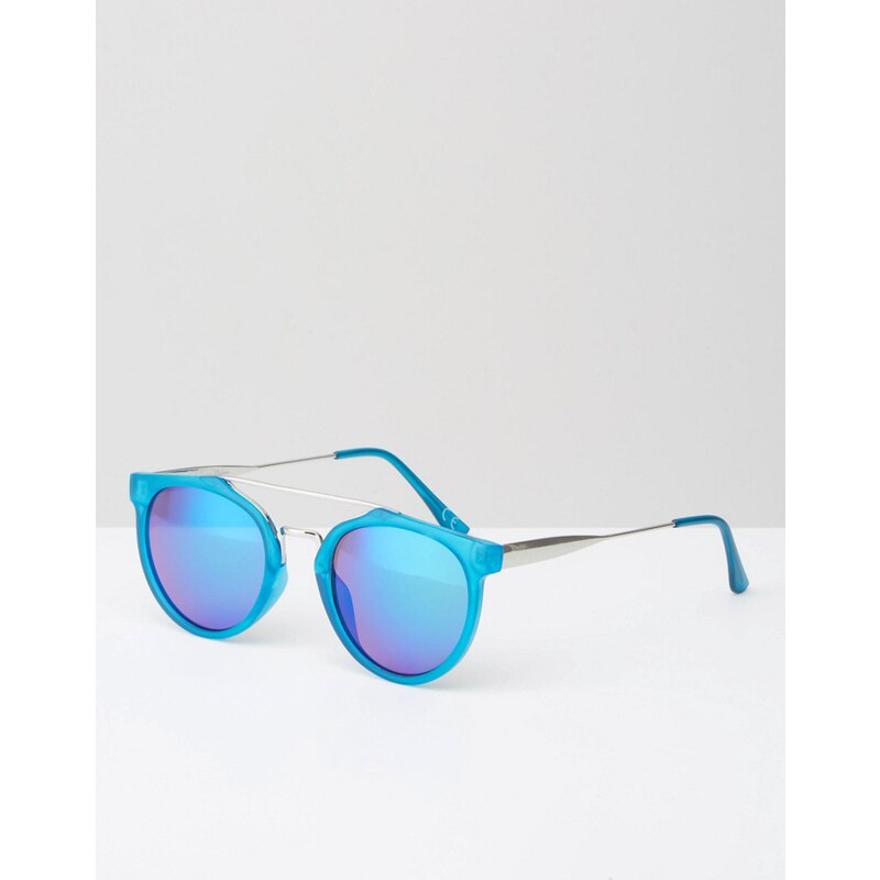 Jeepers Peepers - Runde blazue Sonnenbrille mit blauen verspiegelten Gläsern - Blau
