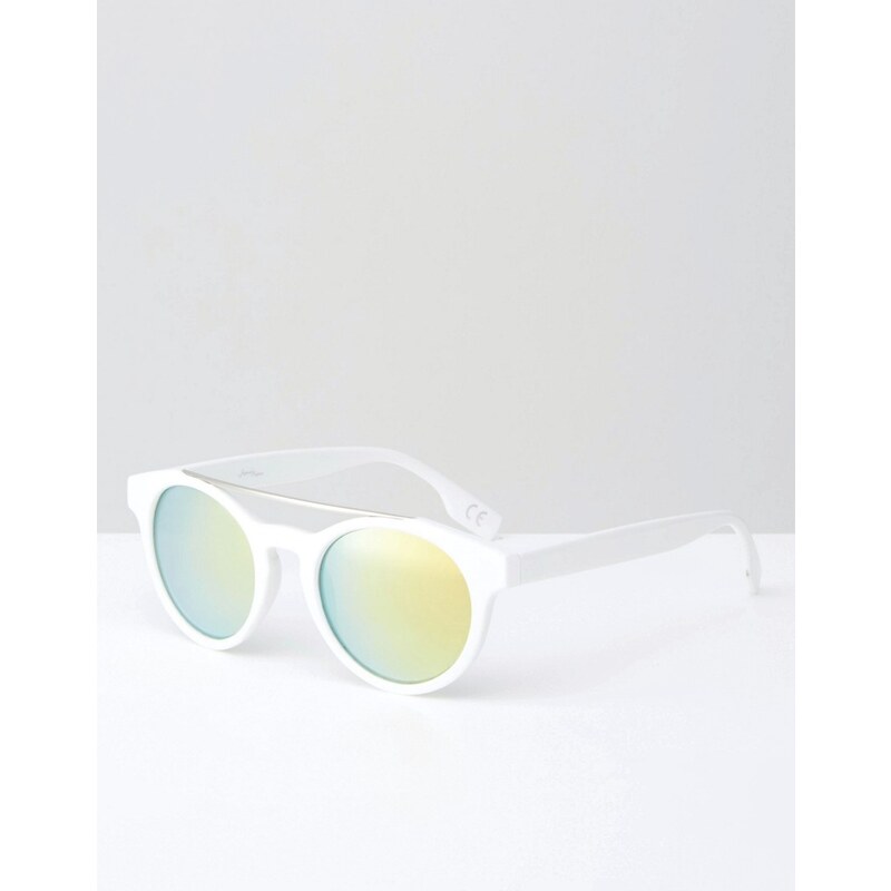 Jeepers Peepers - Runde weiße Sonnenbrille mit violetten, verspiegelten Gläsern - Weiß
